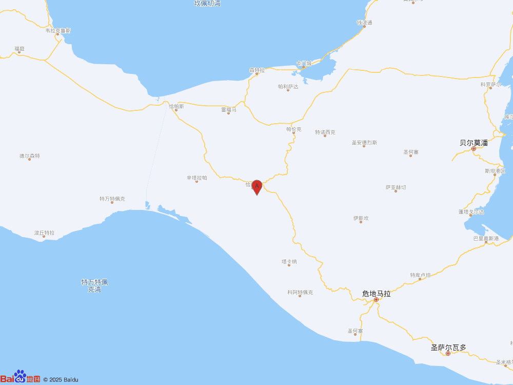 墨西哥（北纬16.50度，东经-92.65度）发生5.8级地震